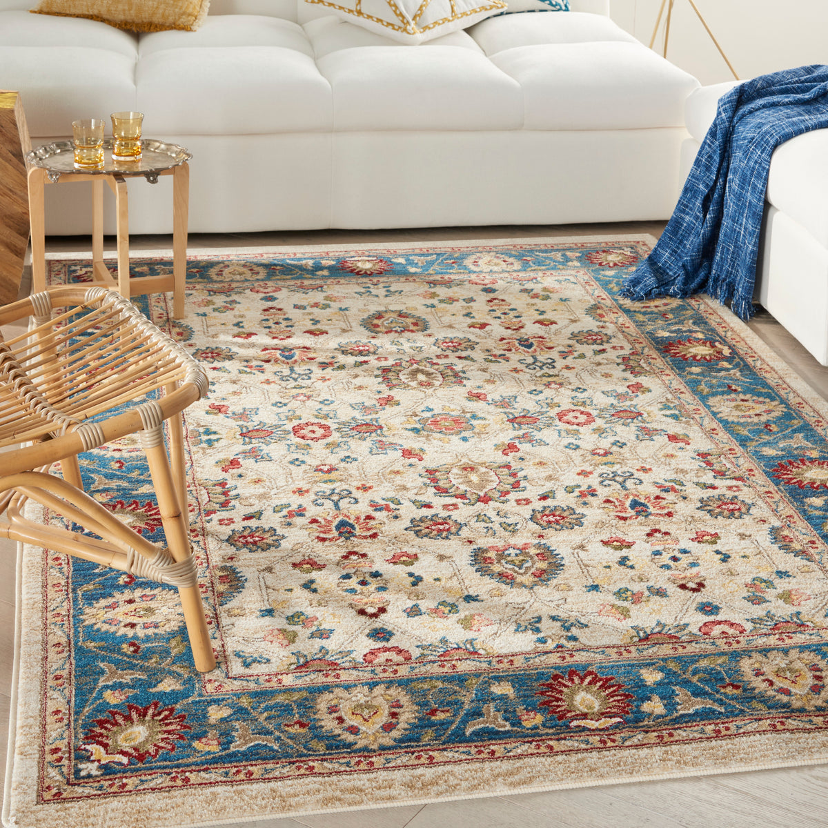 Karisma KAR01 Ivory Blue Rug - room scene