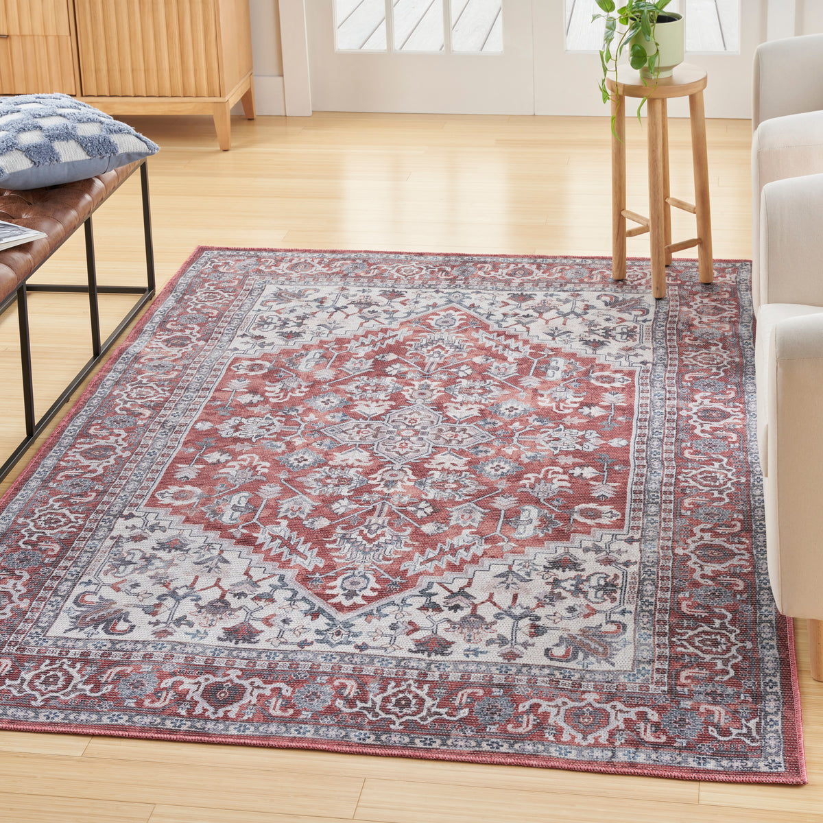 New Concept Washables SR104 Brick Ivory Rug - room scene