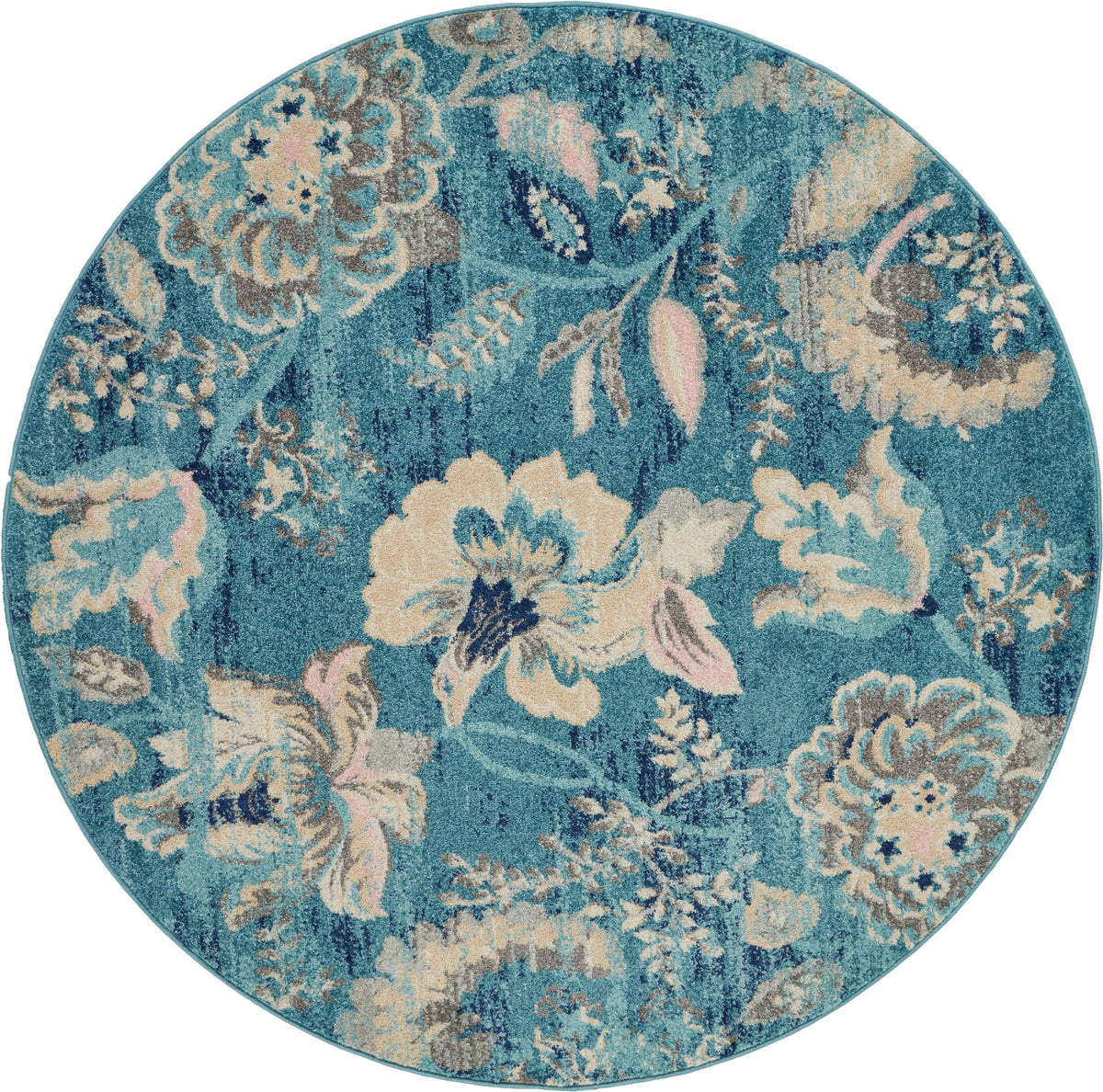 Tranquil TRA02 Turquoise Rug - Round