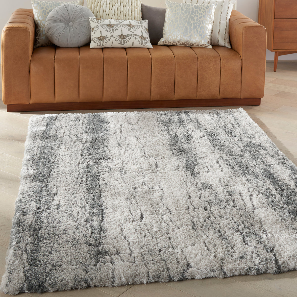 Dreamy Shag DRS01 Ivory Charcoal Rug - room scene