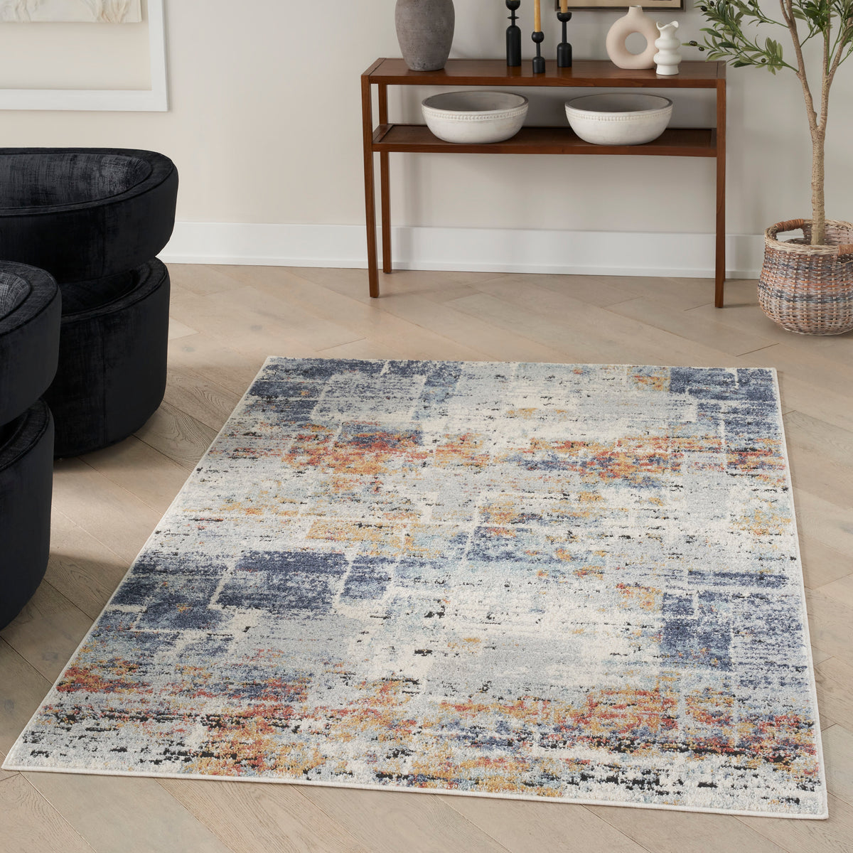 Motion MTT03 Blue Multicolor Rug - room scene