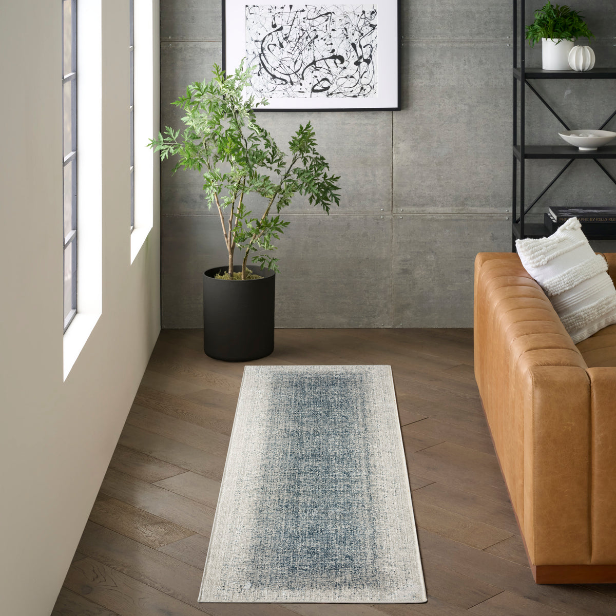 Grand Street GRN03 Ivory Blue Rug - room scene