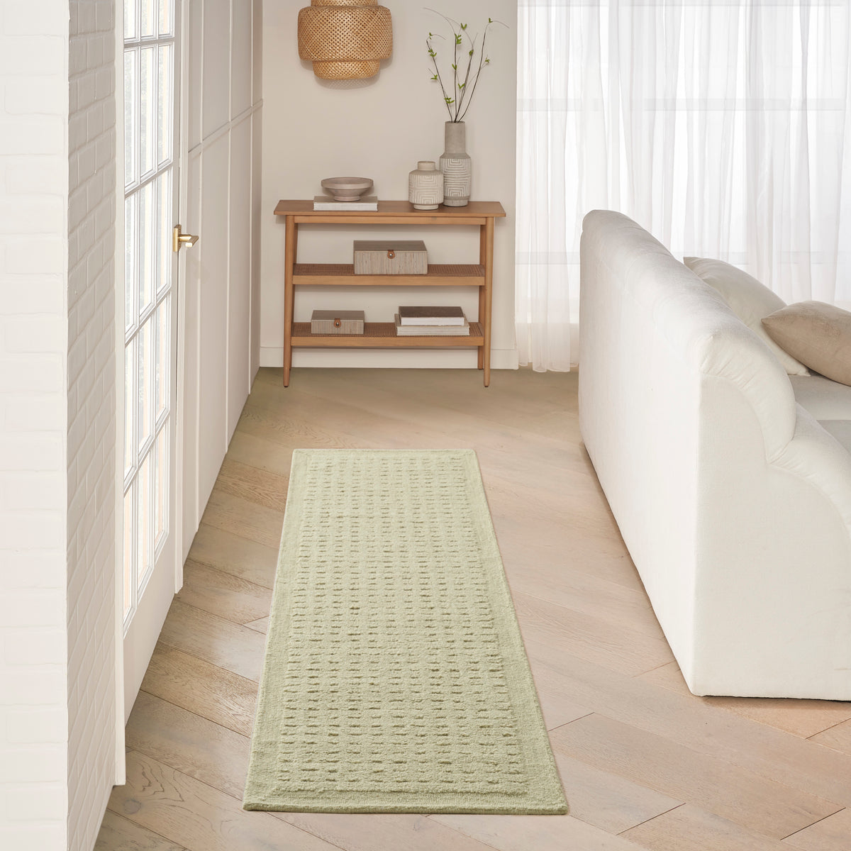Pure Grids PGR01 Light Green Rug - room scene