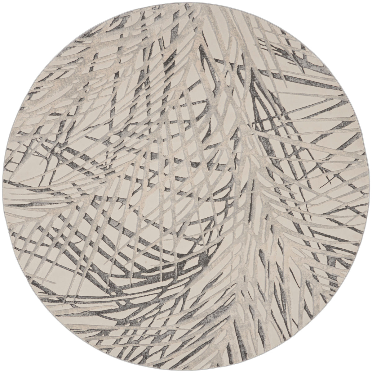 Rustic Textures RUS17 Ivory Grey Rug - Round