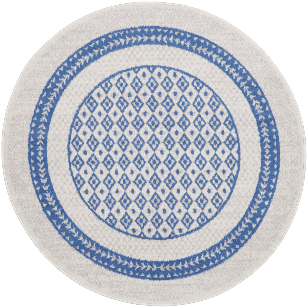 Whimsicle WHS13 Ivory Blue Rug - Round