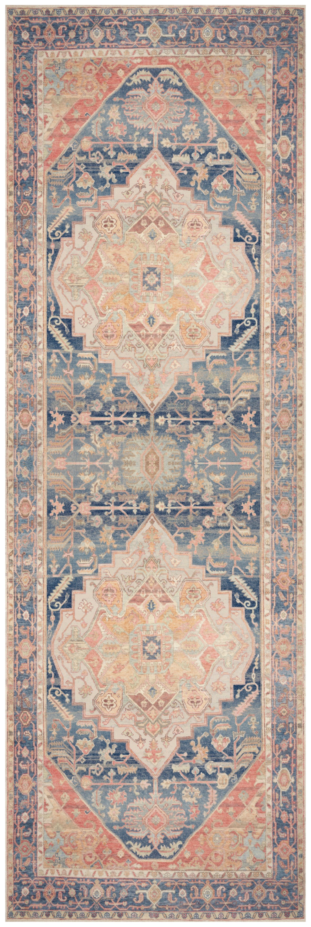 Vintage Washables VWS13 Blue Coral Rug - Runner