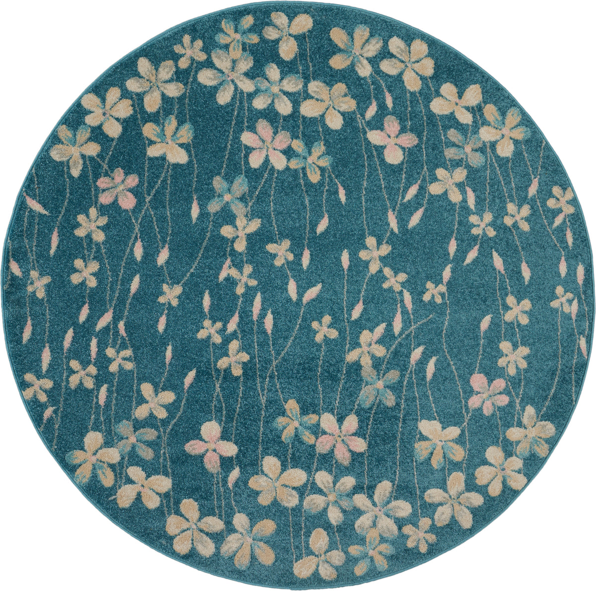 Tranquil TRA04 Turquoise Rug - Round
