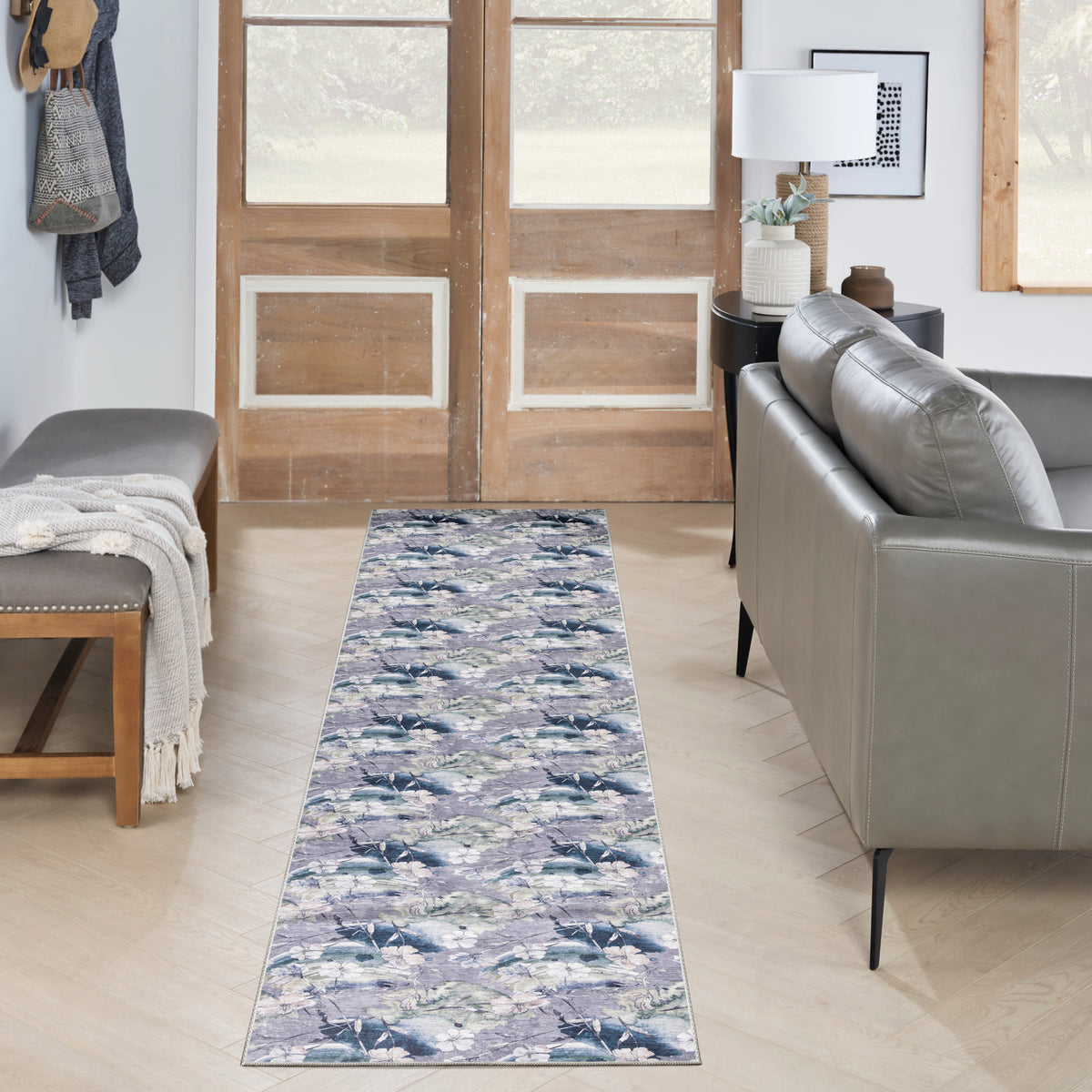 Nourison Washables NWB07 Grey Blue Rug - room scene