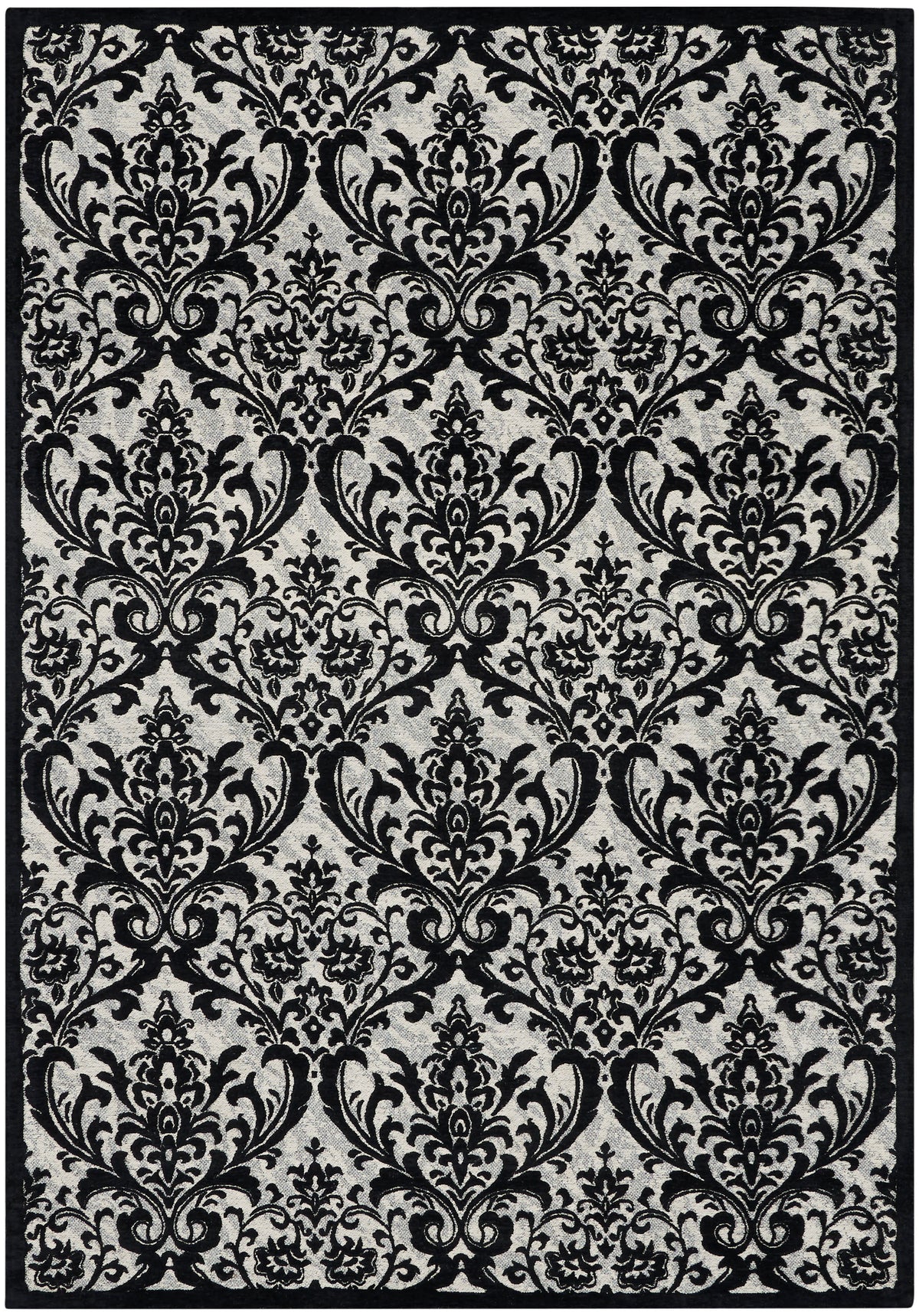Damask DAS02 Black White Rug - Rectangle