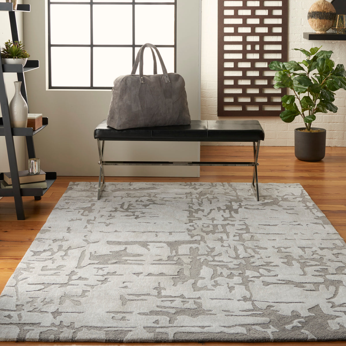 Symmetry SMM03 Ivory Taupe Rug - room scene