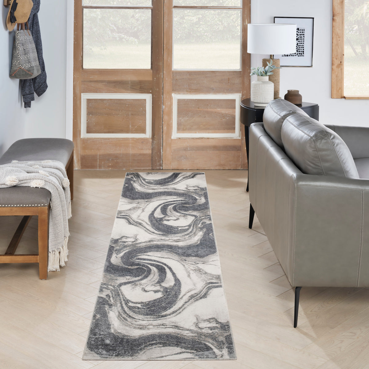 Astra Machine Washable ASW15 Ivory Grey Rug - room scene
