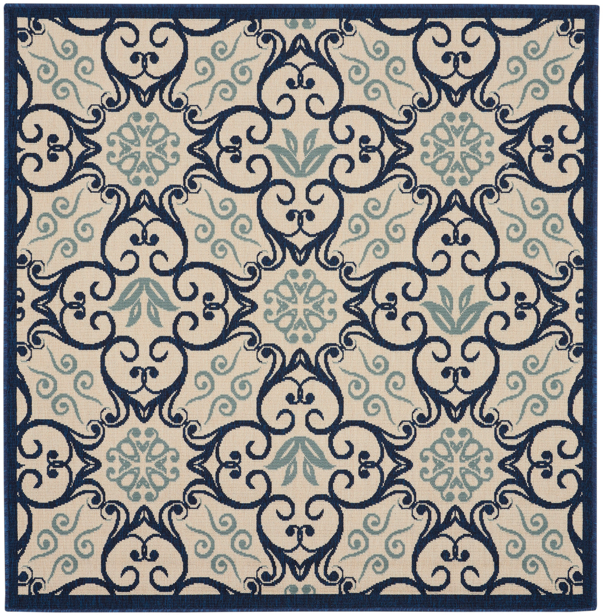 Caribbean CRB02 Ivory Navy Rug - Square