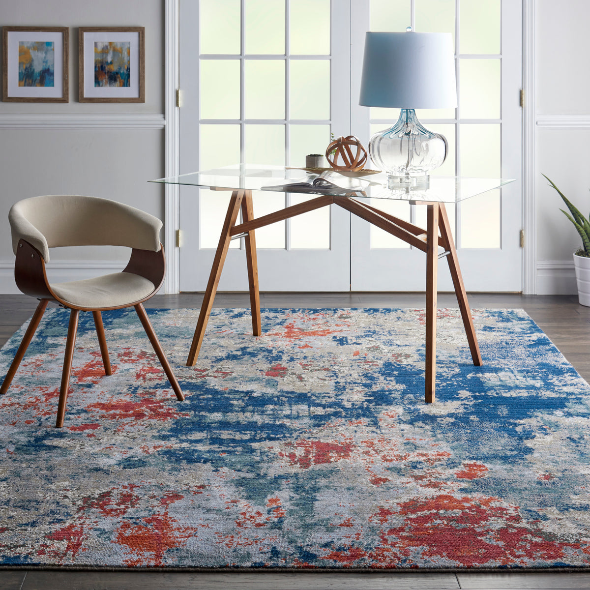 Artworks ATW01 Navy Brick Rug - room scene
