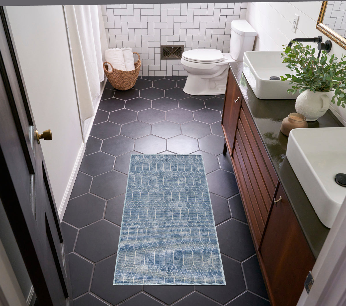 New Concept Washables SR107 Blue Rug - room scene