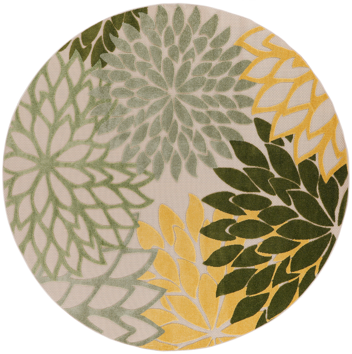 Aloha ALH05 Green Multicolor Rug - Round