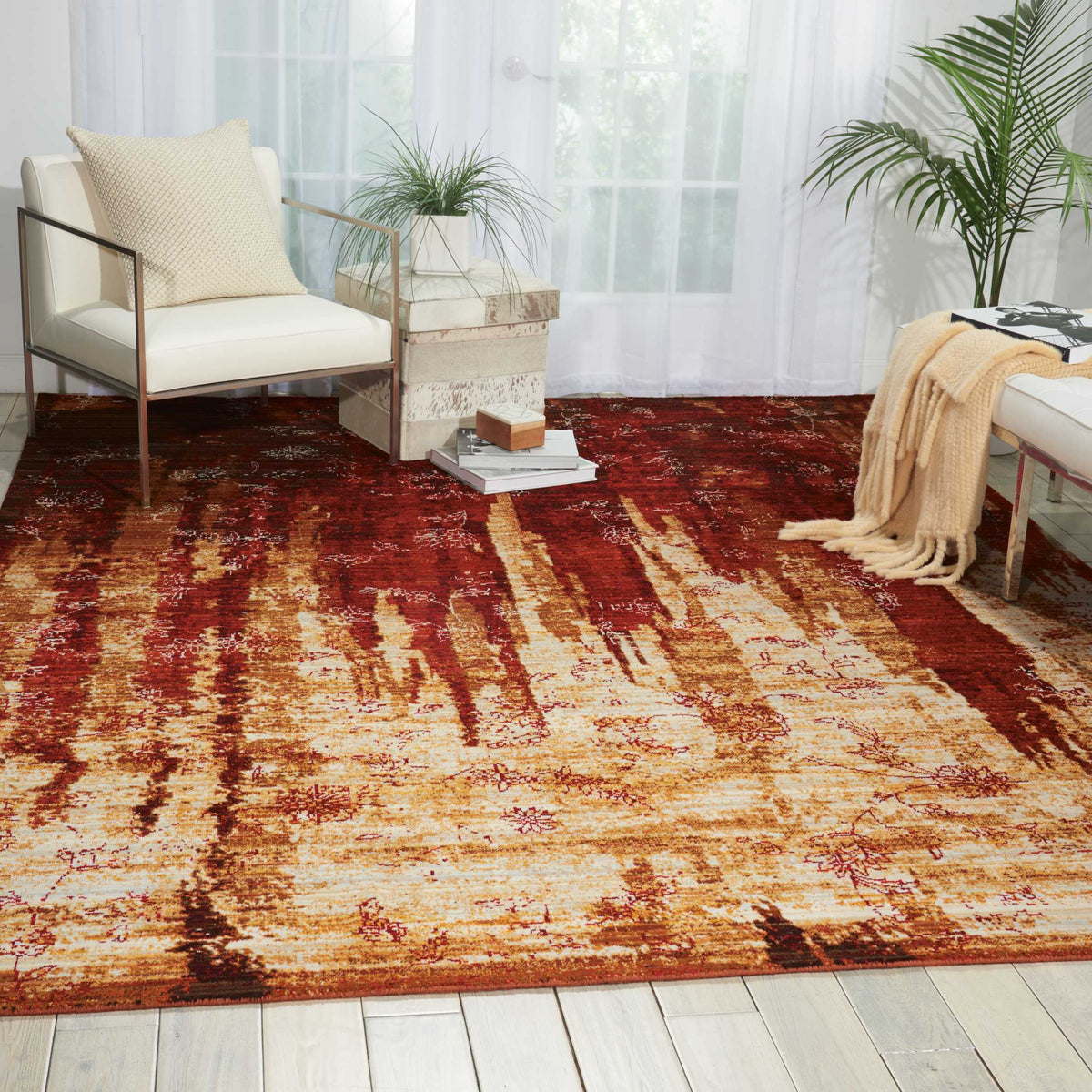 Rhapsody RH006 Gold Garnet Rug - room scene