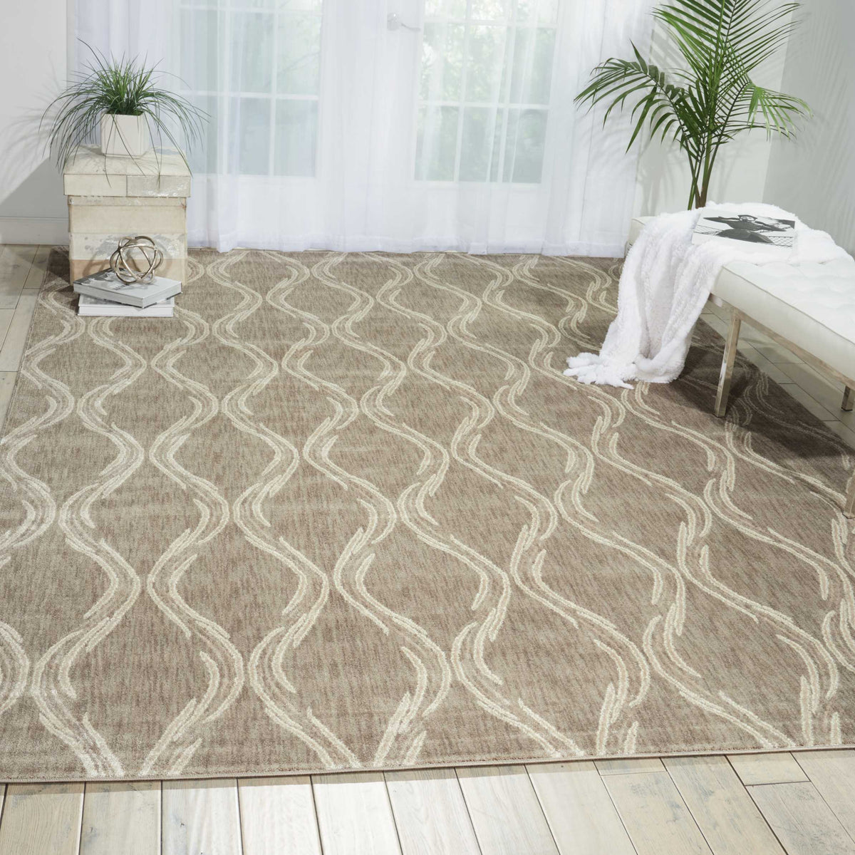 Tranquility TNQ02 Taupe Rug - room scene