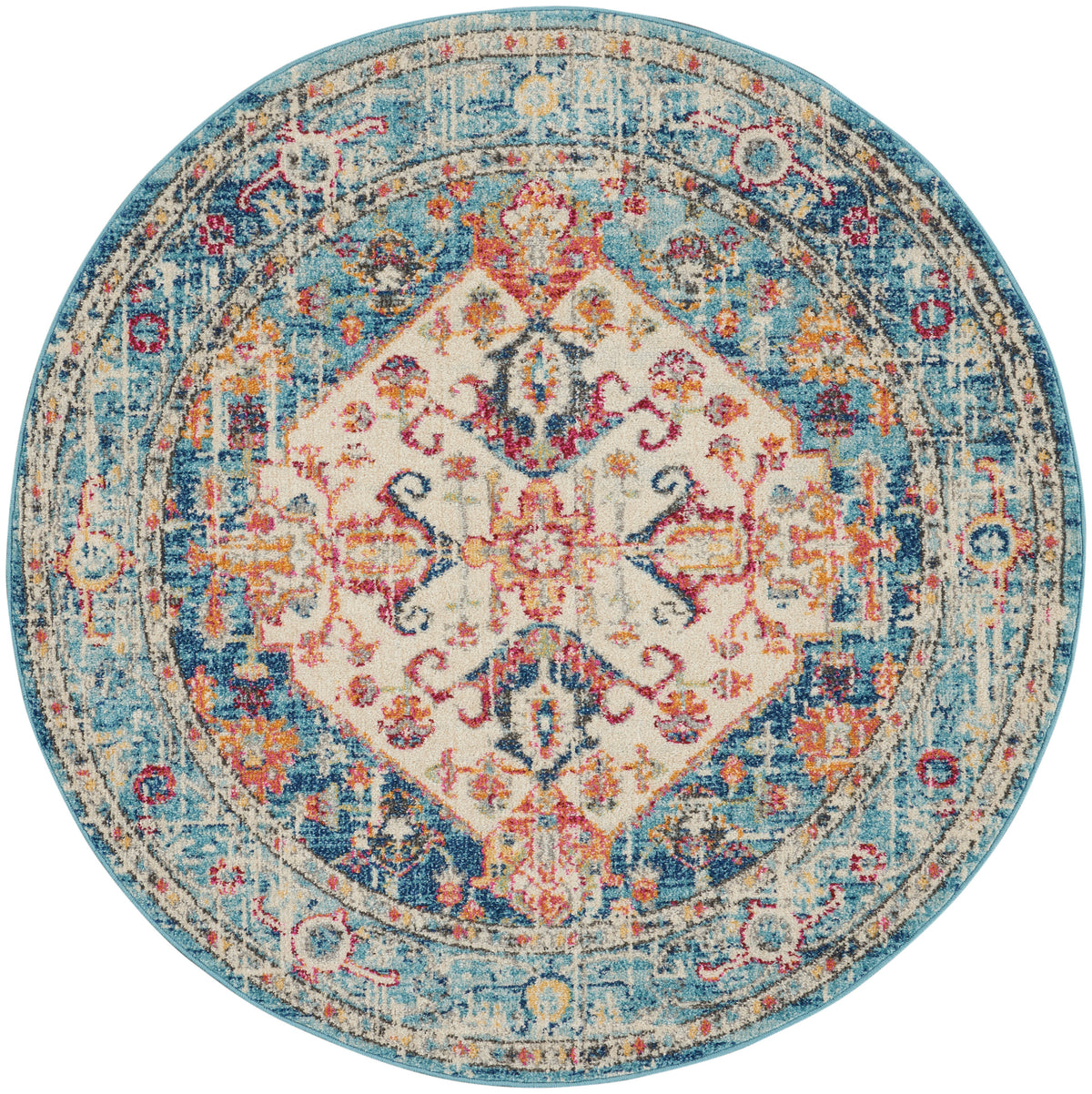 Passion PSN23 Ivory Light Blue Rug - Round