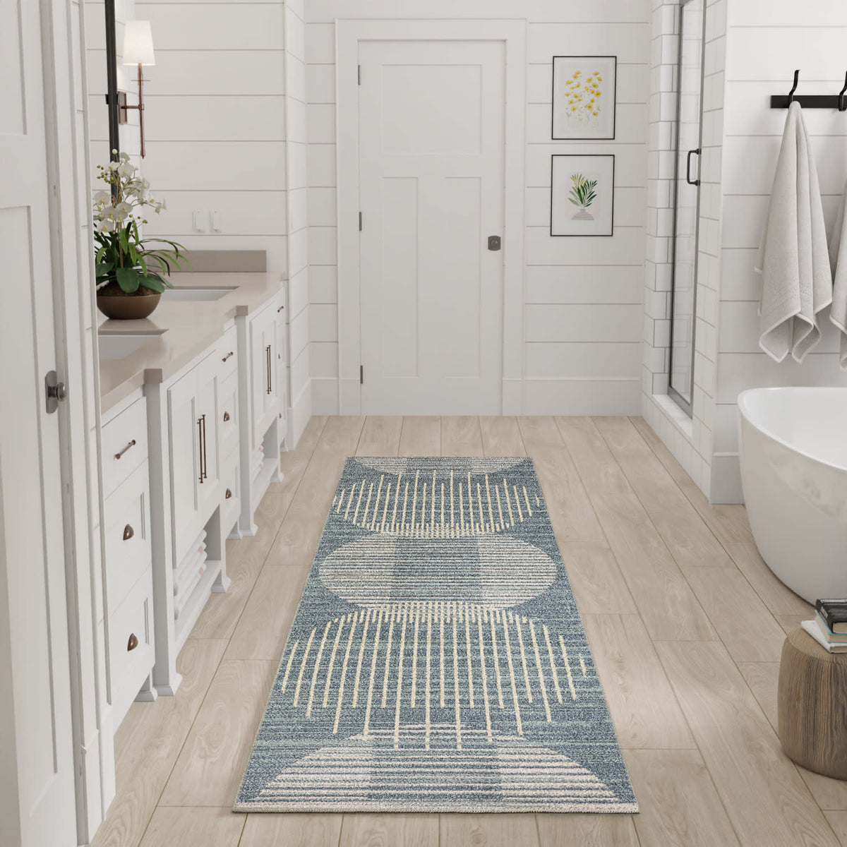 Astra Machine Washable ASW03 Blue Rug - room scene