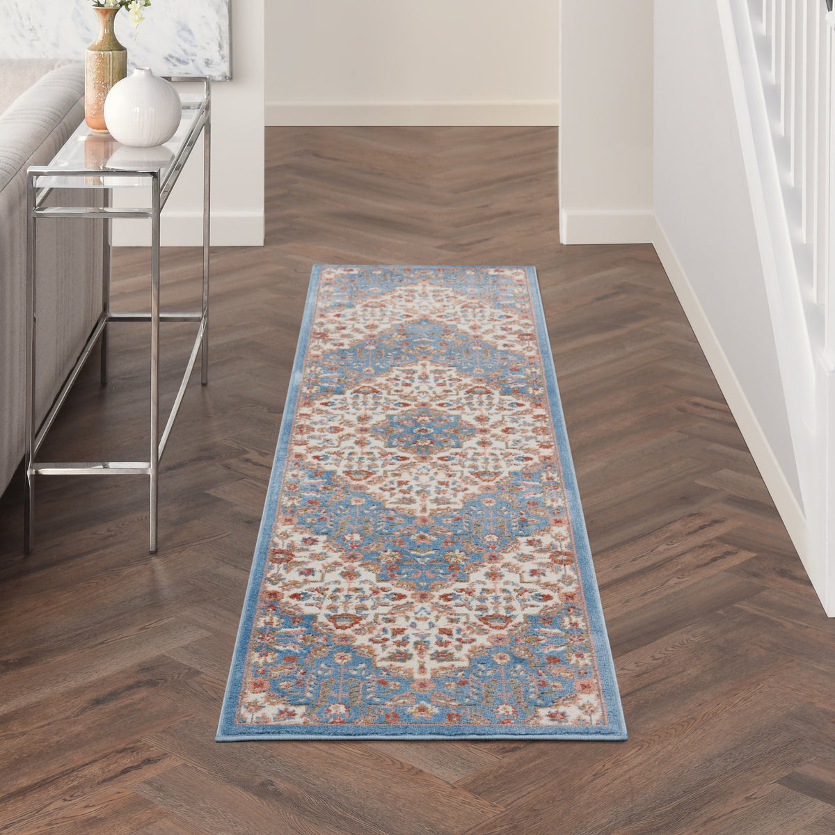 Elation ETN08 Ivory Blue Rug - room scene