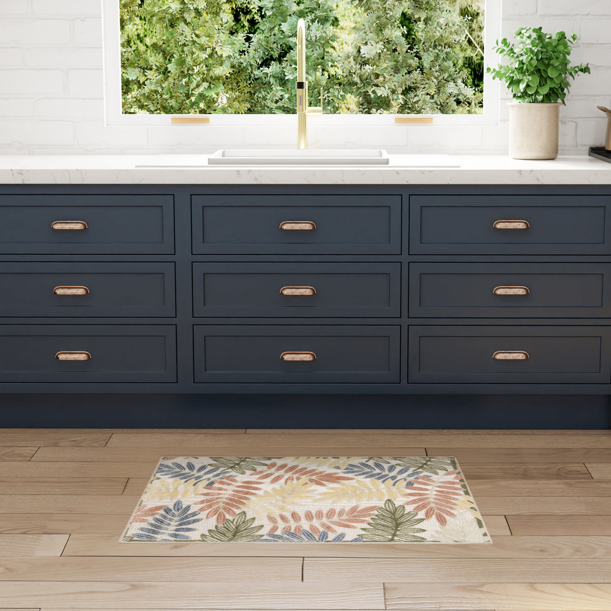 Aloha ALH18 Ivory Rose Rug - room scene