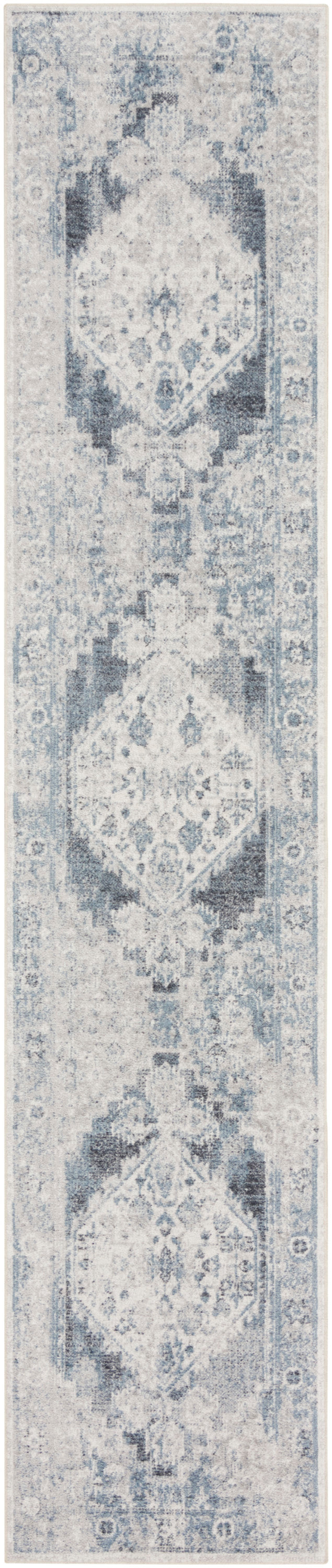 Astra Machine Washable ASW11 Blue Ivory Rug - Runner