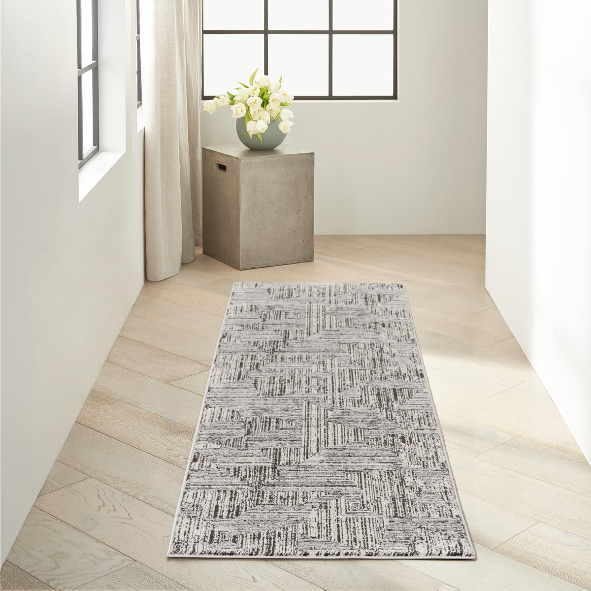 CK024 Irradiant IRR01 Cream Black Rug - room scene