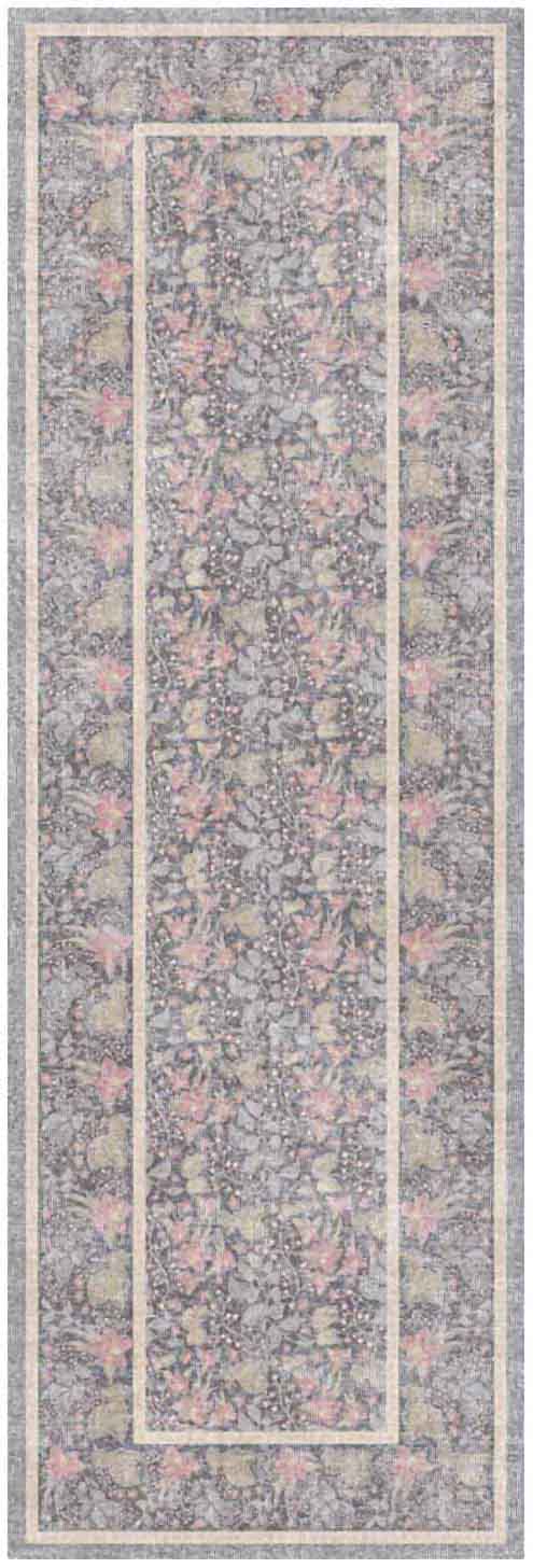 Botanical Washables BOT03 Charcoal Multicolor Rug - Runner