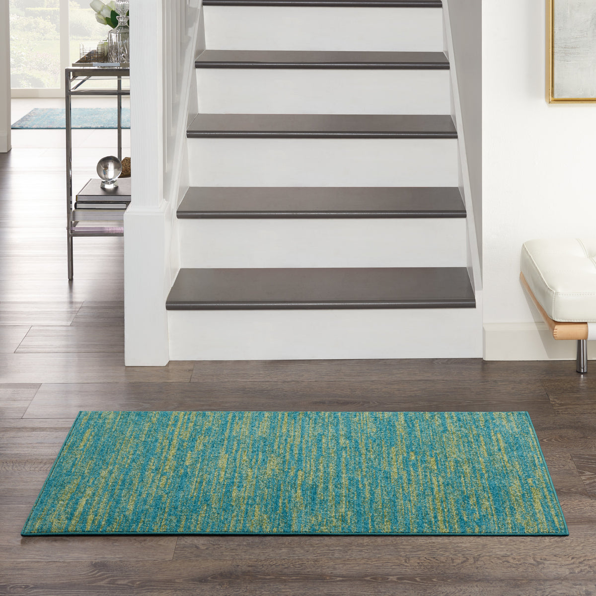 Nourison Essentials NRE01 Blue Green Rug - room scene