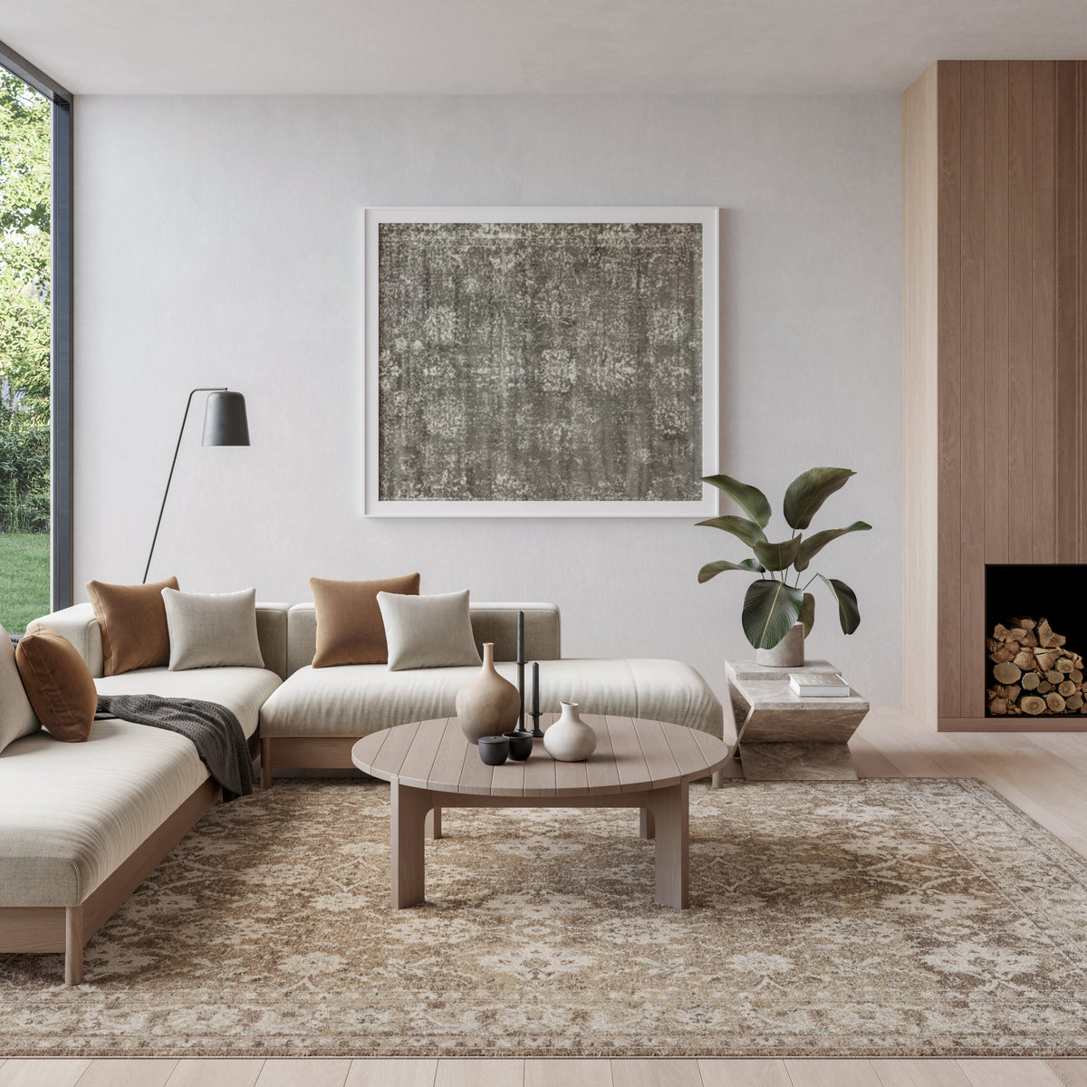 Soft Mist SMI04 Mocha Ivory Rug - room scene
