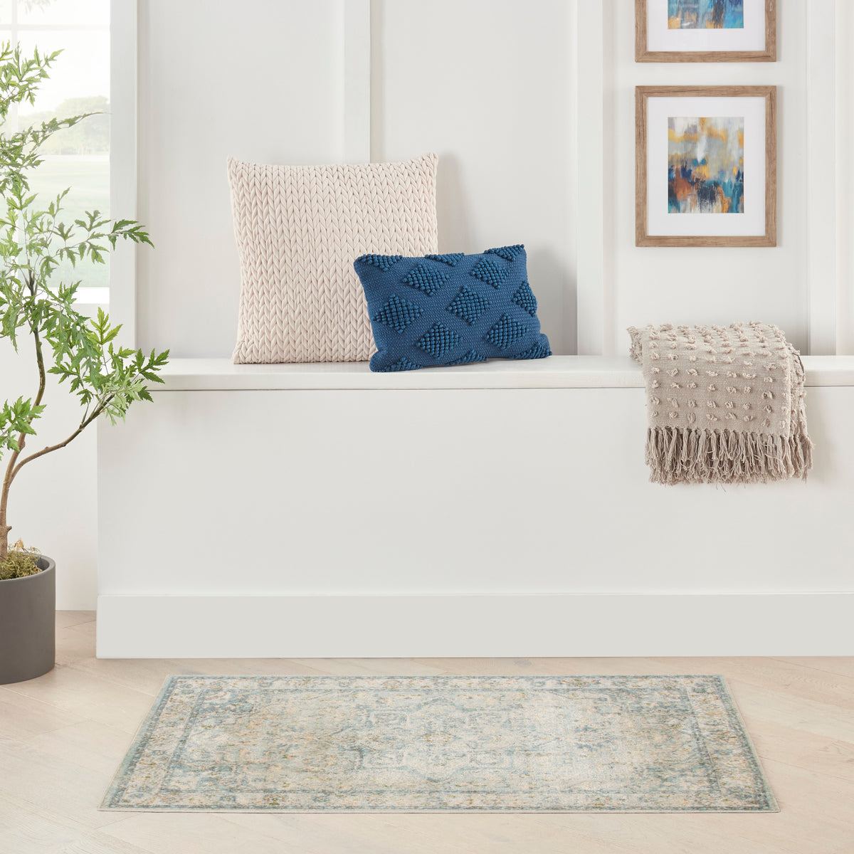 Astra Machine Washable ASW12 Light Blue Rug - room scene