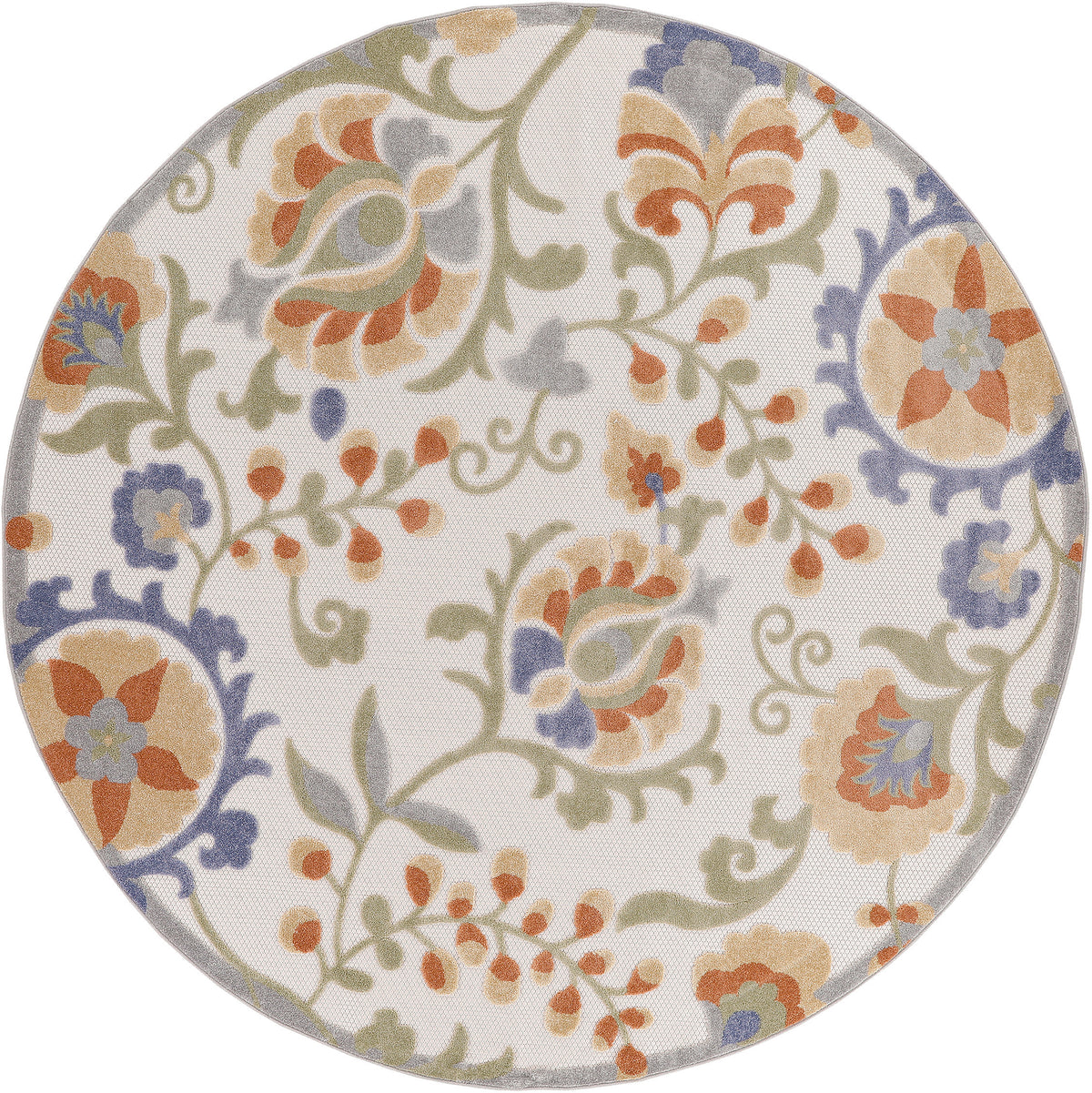 Aloha ALH17 Ivory Blue Rug - Round