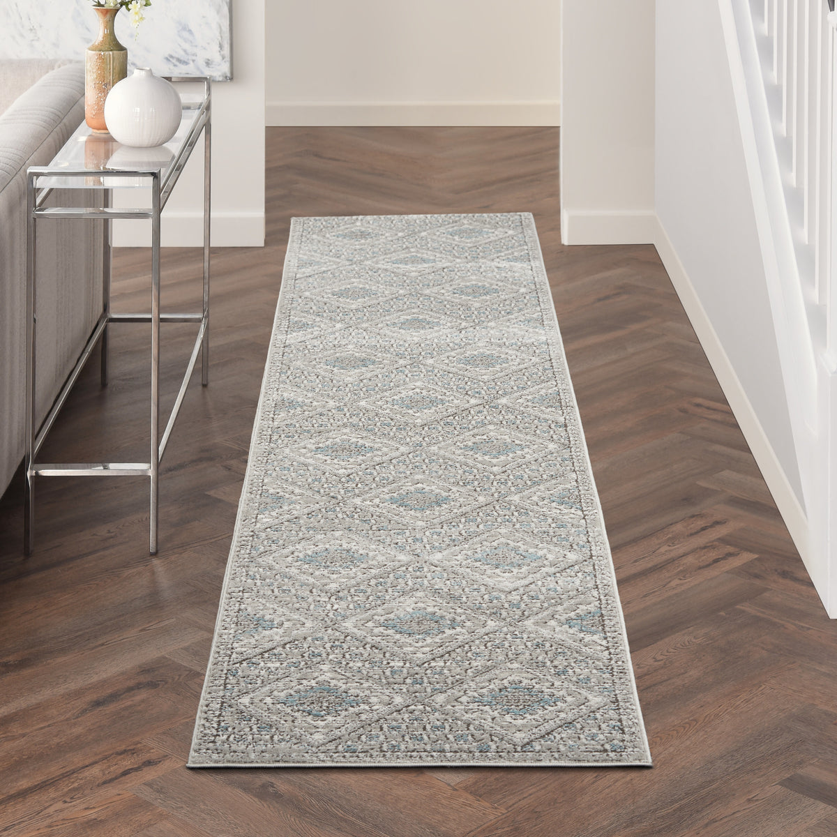 Quarry QUA16 Grey Ivory Blue Rug - room scene