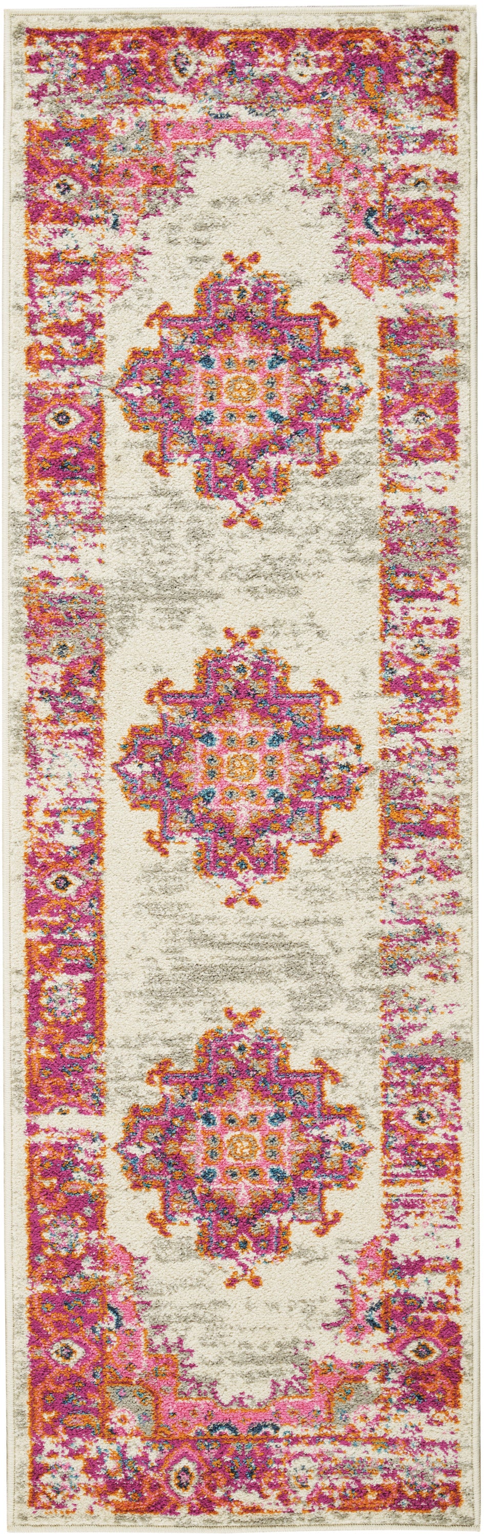Passion PSN03 Ivory Fuchsia Rug - Runner