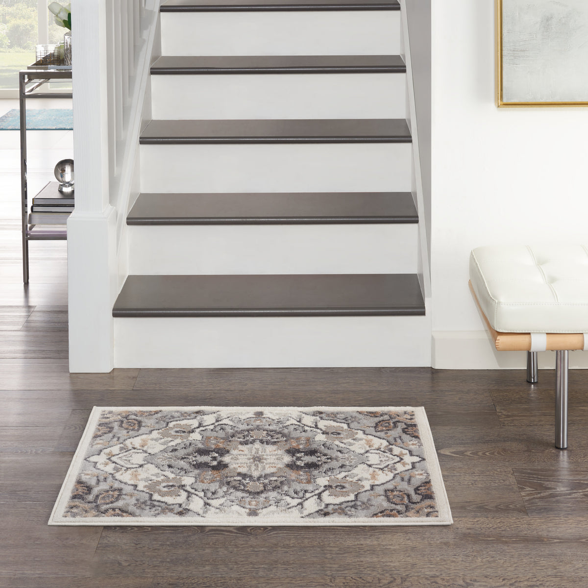 Elation ETN09 Ivory Grey Rug - room scene