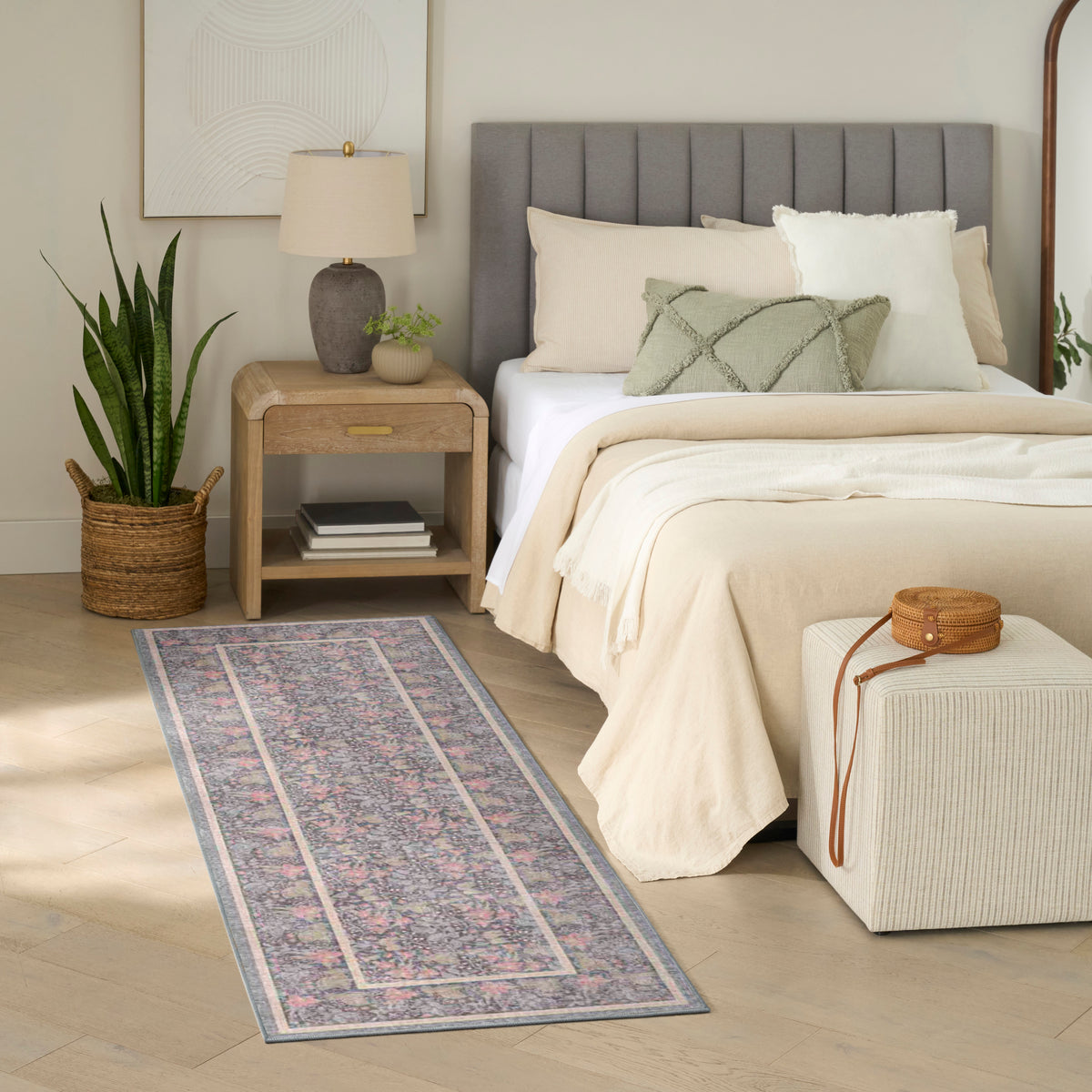 Botanical Washables BOT03 Charcoal Multicolor Rug - room scene