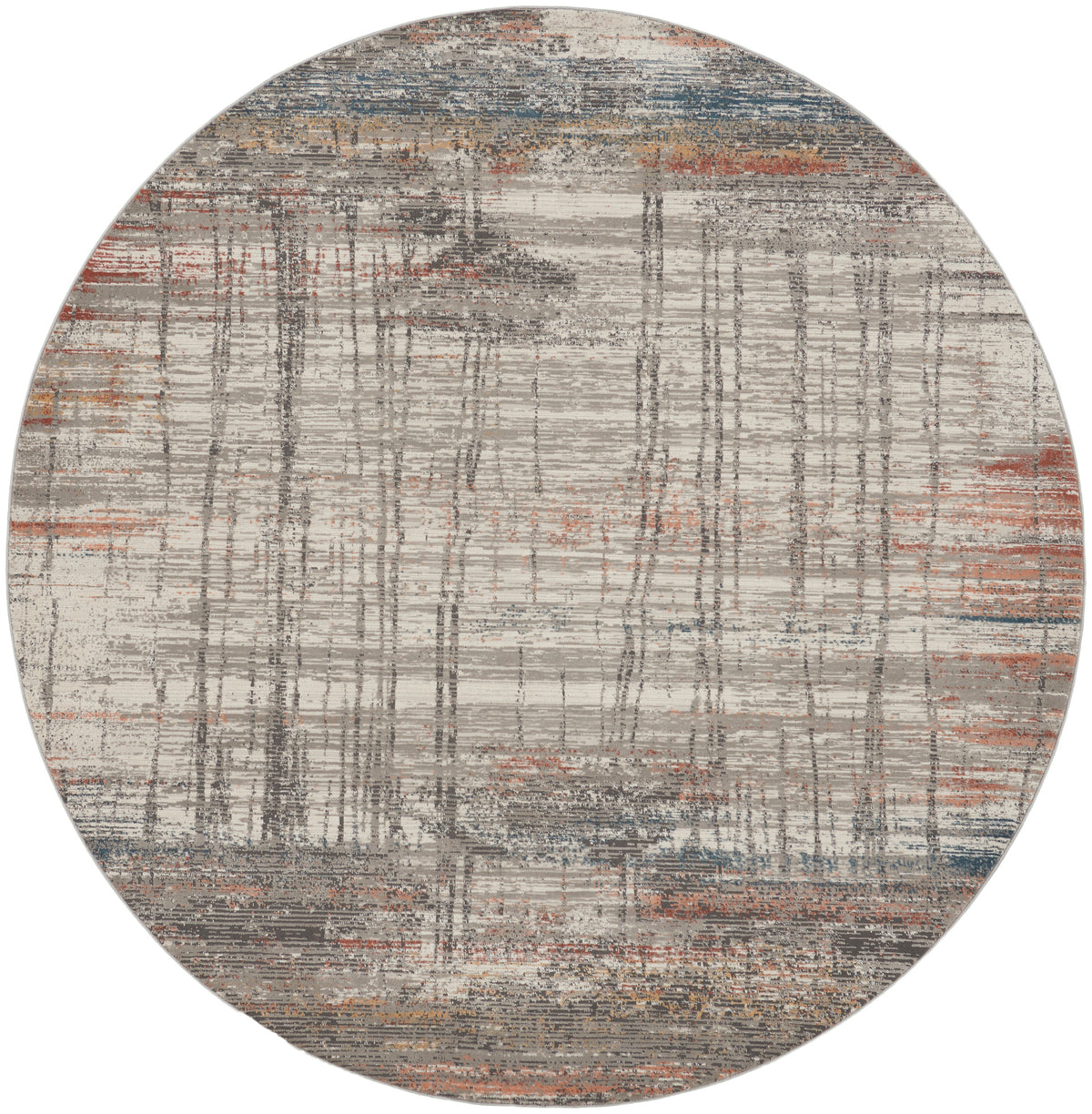 Rustic Textures RUS12 Grey Multicolor Rug - Round