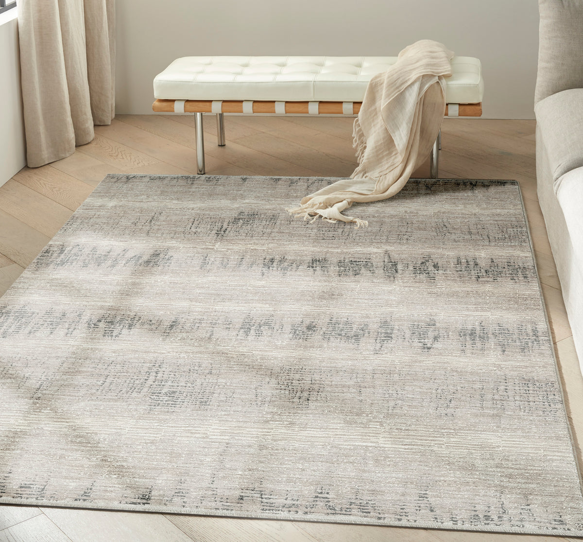 CK079 Notes NOT06 Ivory Charcoal Rug - room scene