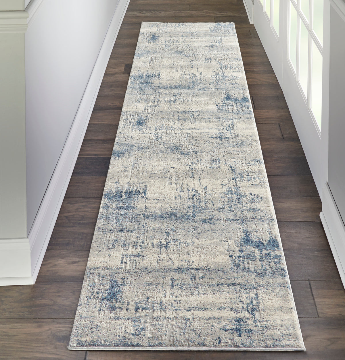 Rustic Textures RUS10 Ivory Blue Rug - room scene