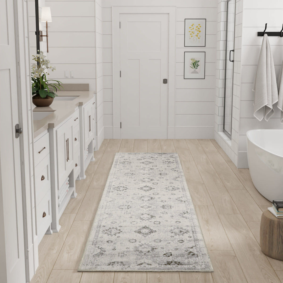 Astra Machine Washable ASW19 Ivory Rug - room scene