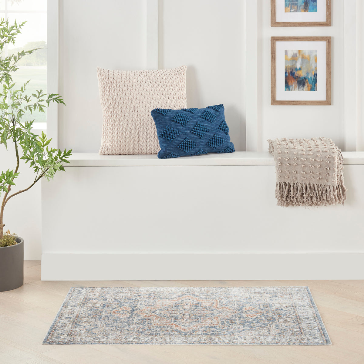 Astra Machine Washable ASW12 Denim Multicolor Rug - room scene