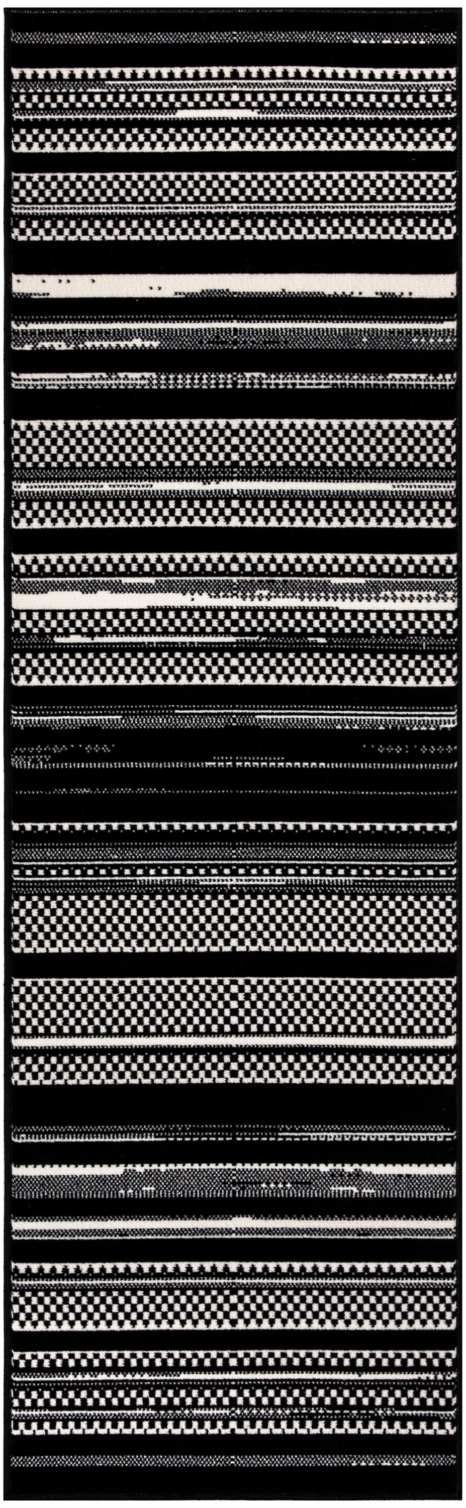 Grafix GRF41 Black White Rug - Runner