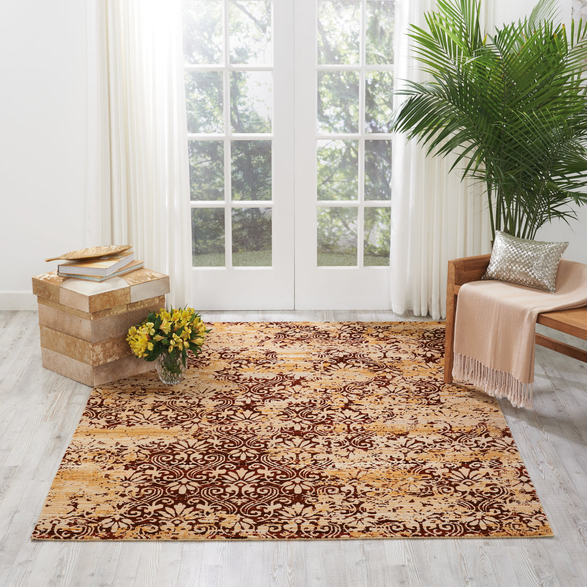 Rhapsody RH005 Gold Garnet Rug - room scene