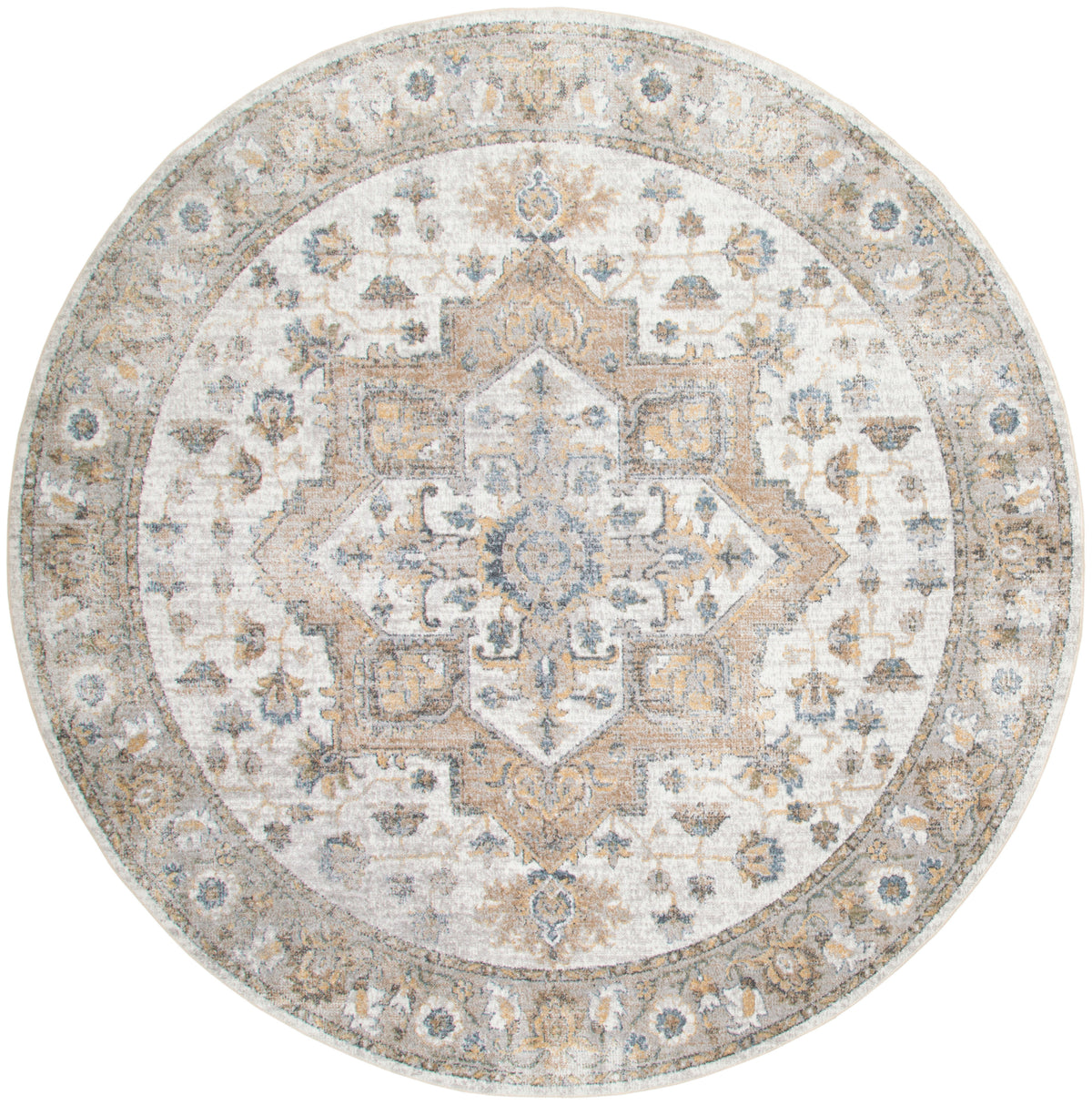 Astra Machine Washable ASW12 Silver Grey Rug - Round