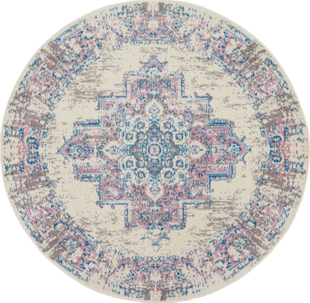 Grafix GRF14 Ivory Pink Rug - Round