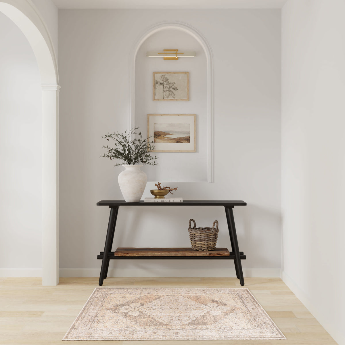 Astra Machine Washable ASW11 Beige Rug - room scene