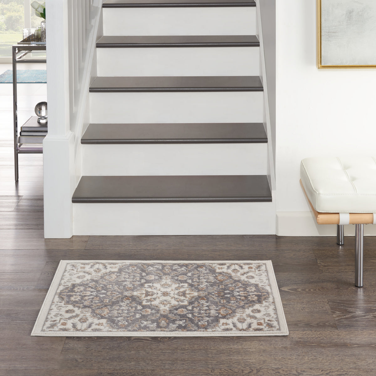 Elation ETN08 Ivory Grey Rug - room scene
