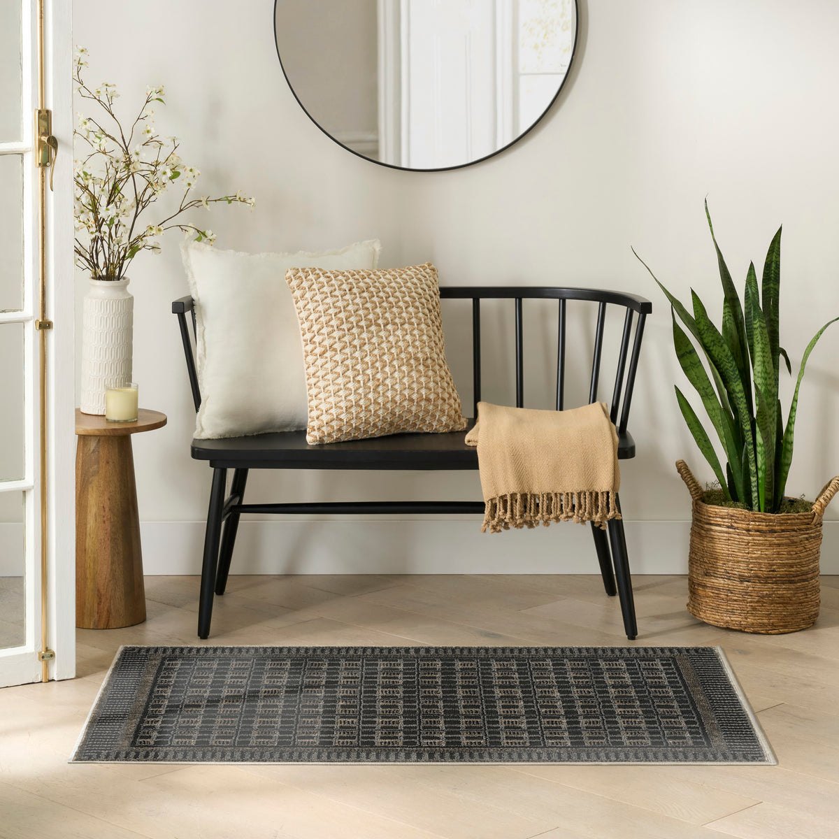 Nordic NRC03 Black Taupe Rug - room scene