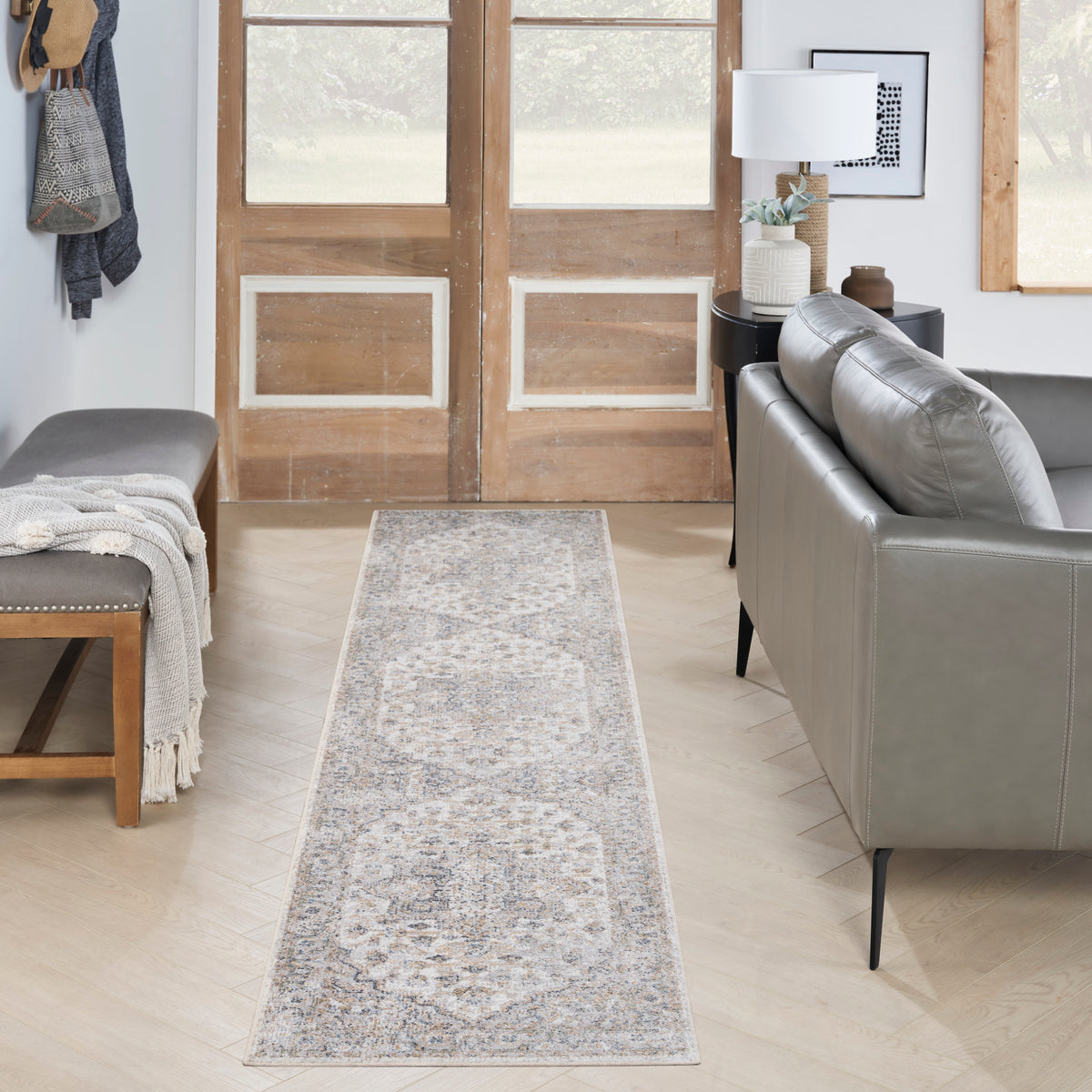 Astra Machine Washable ASW12 Silver Grey Rug - room scene