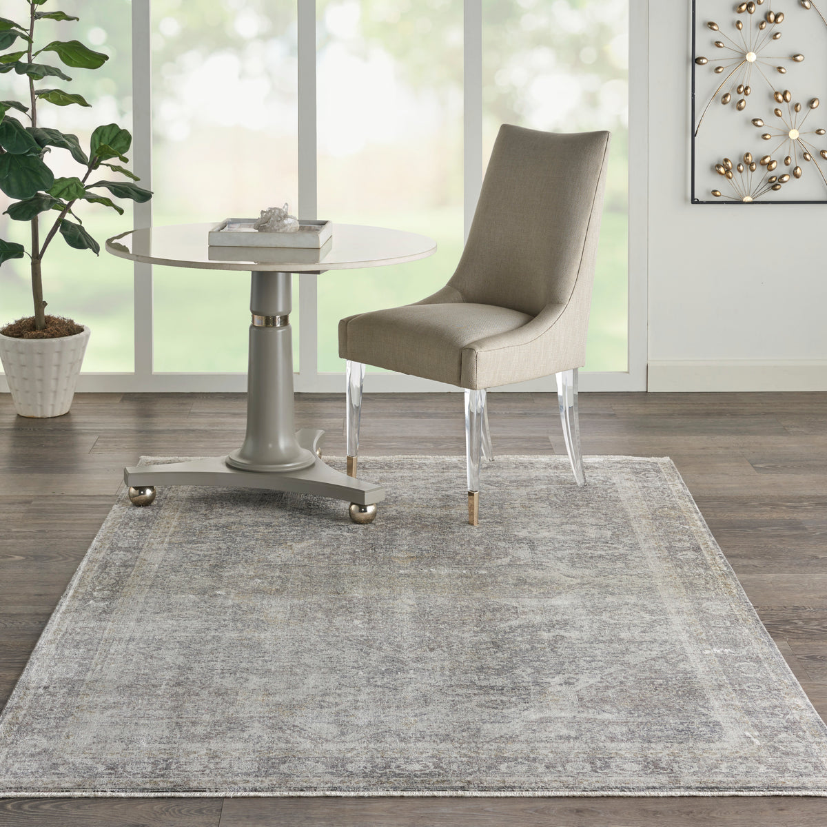 Starry Nights STN03 Silver Cream Rug - room scene